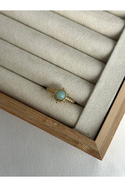 ringbox Steel Tarnish-Free Turquoise Stone Ring
