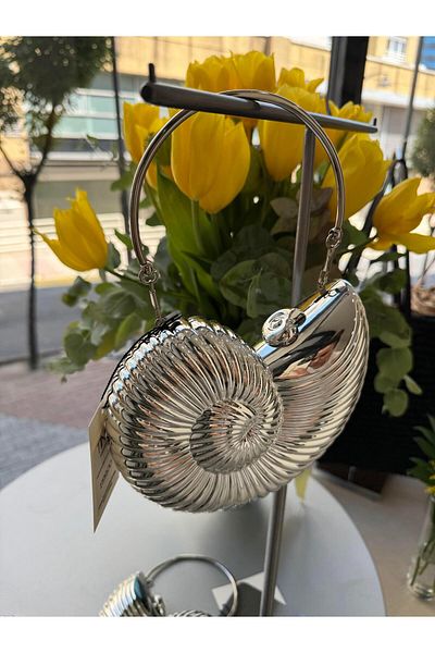 Tina İstanbul Metallic Snail Bag Silver