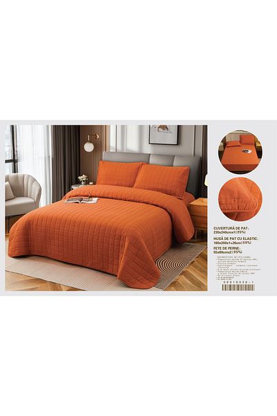 FIONNA.RO Premium 4-Piece Duvet Cover and Fitted Sheet Set - Brick
