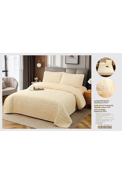 FIONNA.RO Premium 4-Piece Duvet Cover and Fitted Sheet Set - Cream