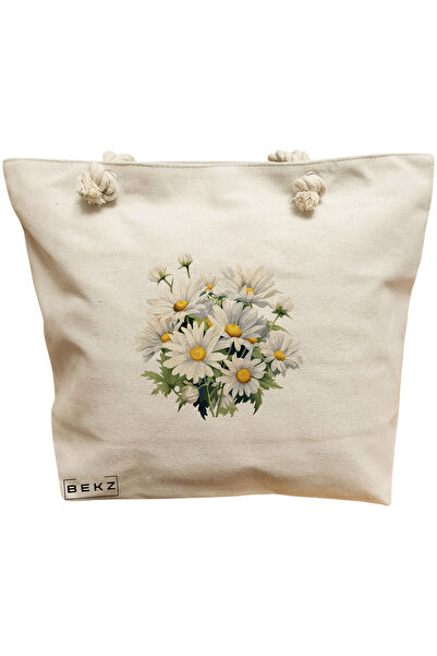 BEKZ Beach Tote Bag, Flower Bouquet 1 model, 40x51 cm, Cream, BEKZ®