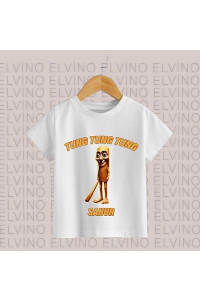 Elvino Tricou pentru copii din bumbac cu decolteu unisex oversize cu caractere Braınrot italiene