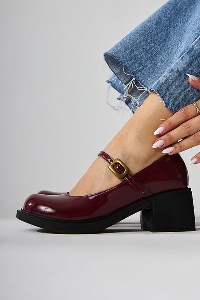 Limoya Pantofi de damă Mirka Burgundy din piele lacuită cu bandă