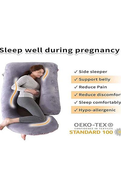 molody G-Shaped Pregnancy and Breastfeeding Pillow with Removable Velvet Cover