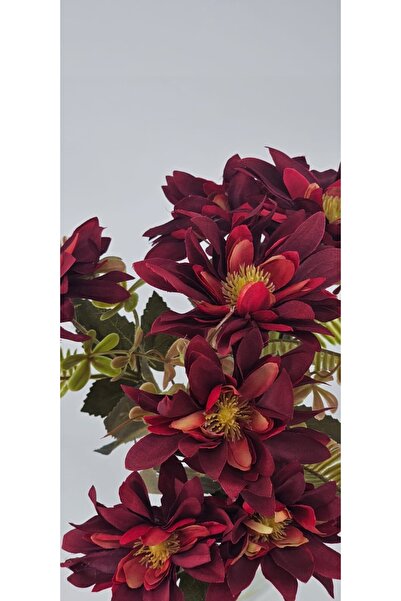YASİMA 5 DALLI BORDO ÇAN ÇİÇEĞİ ARANJMANLI 34 CM VAZO SÜSÜ DEKOR ÇİÇEĞİ