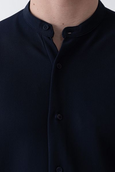 İLKCET MODA Ανδρικό πουκάμισο με γιακά Navy Blue Judge Lycra