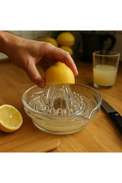 EMPA A V M Large Size Glass Lemon Squeezer Glass Lemon Squeezer