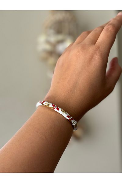 Beloria White Steel Bracelet with Enamel Stones