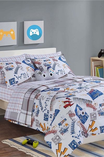 Bee Home Bed and Bath Juvi Game Boys | 6 Pieces Twin Comforter Set - 218 X 167 Cm - Gamers