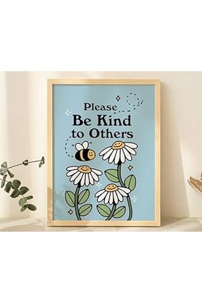 NETWORK ART Print Dore Cute Flowers Poster Print, Vintage Blue Illustration, Bee and Plants,English Mug