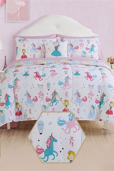 Bee Home Bed and Bath Juvi Ballet Dream | 8 Pieces Full Comforter Set - 228 X 223 Cm - Pastel Hues