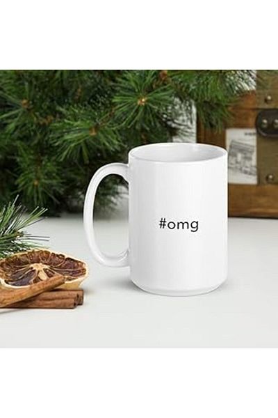 NETWORK ART Print Dore Label Hashtag Omg - # Omg - White Glossy Mug - English Coffee Mug