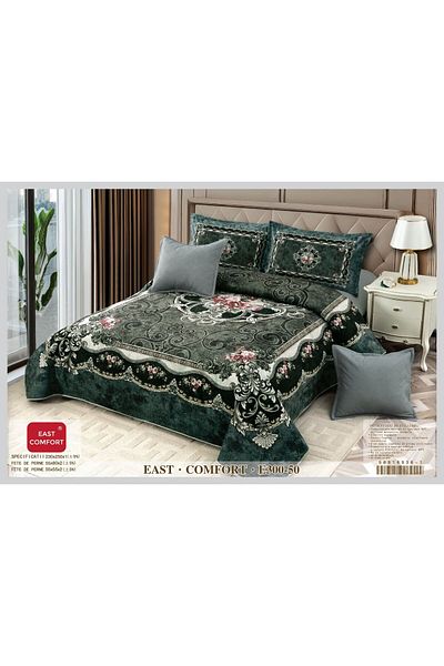 FIONNA.RO 5 Piece Velvet Duvet Cover Set - Imperial Green
