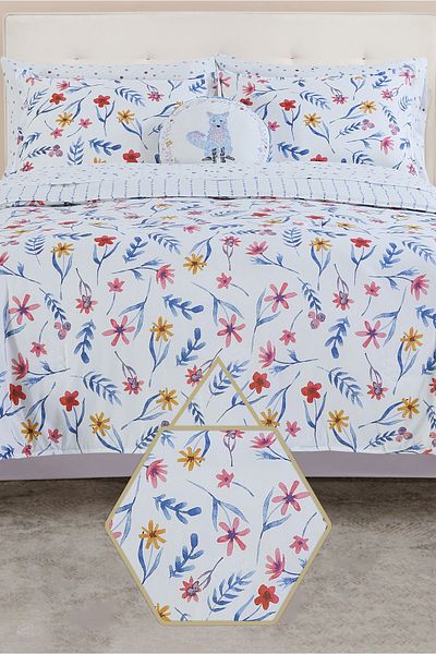 Bee Home Bed and Bath Juvi Flower Garden | 8 Pieces Full Comforter Set - 228 X 223 Cm - Florals