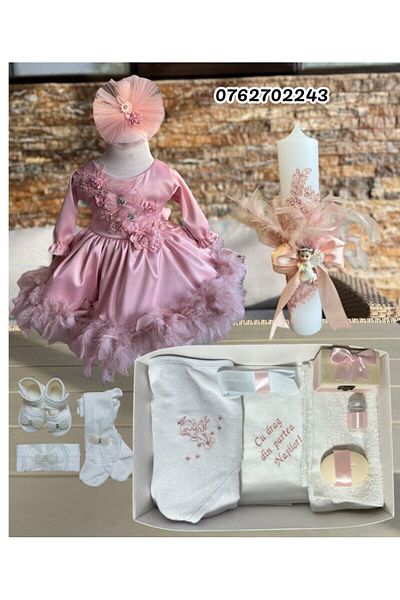 Botez cu Alina Complete baptism set for baby girl Mia - powder