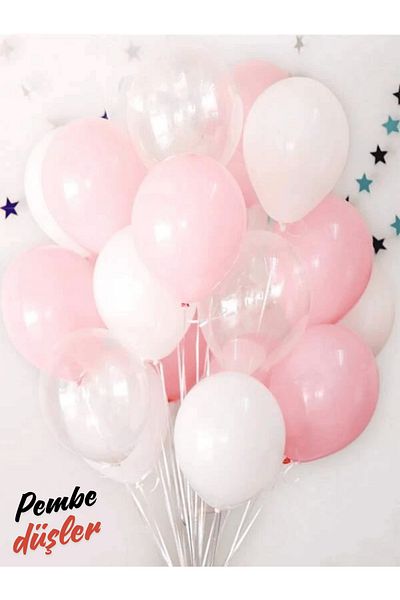 Mielibon Set of 25 Macaron Pink White Transparent Balloons – 11 Inches |   Baby Shower, Birthday, Party Balloons