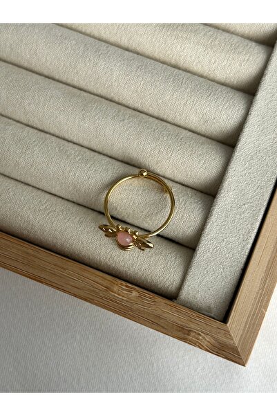 ringbox Steel Tarnish Pink Stone Bee Ring