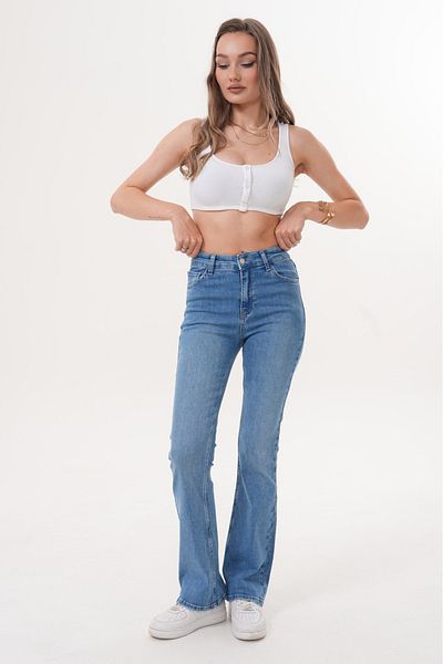 BIG LESSON Women's High Waist Flared Jeans