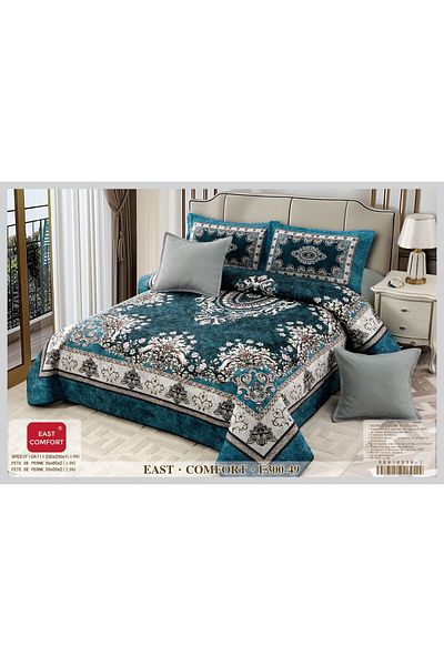 FIONNA.RO 5 Piece Velvet Duvet Cover Set - Blue Waves