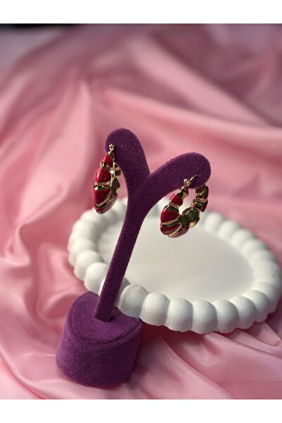 Store Coral Twist Kırmızı Halka Küpe