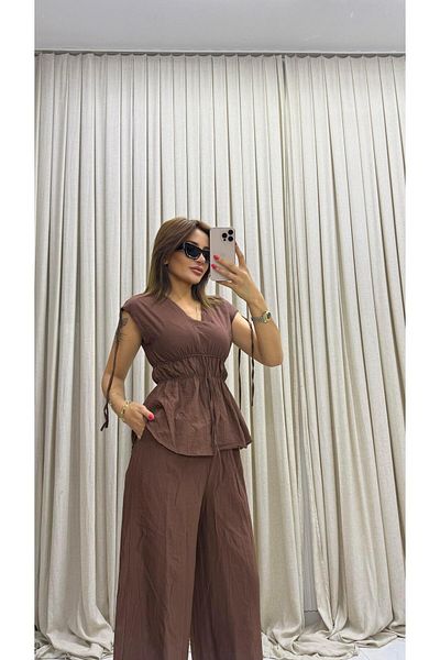 Daves Brown Waist Elastic Pocket Double Suit