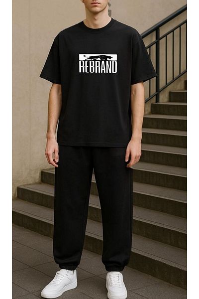 REBRAND Sportswear Oversize T-Shirt Set - Printed Top and Bottom Tracksuit