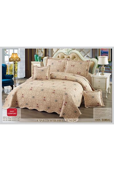 FIONNA.RO 5 Piece Duvet Cover Set - Beige With Mini Bears