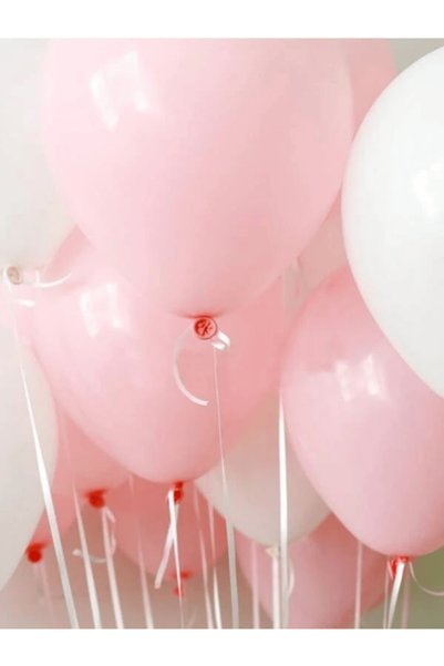 Mielibon Set of 25 Macaron Pink White Transparent Balloons – 11 Inches |   Baby Shower, Birthday, Party Balloons