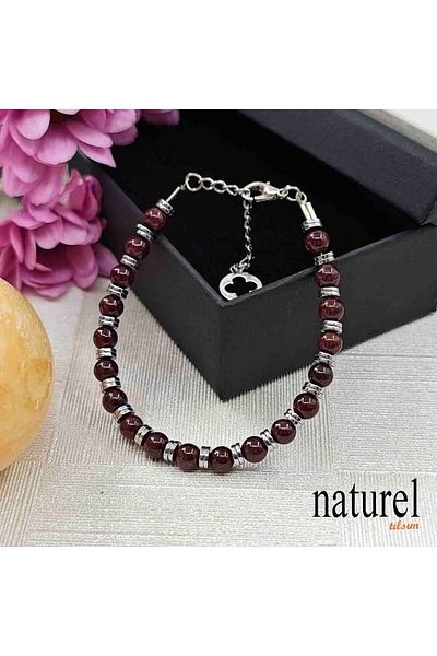 Naturel Tılsım Garnet (Lal) Natural Stone 6mm Bracelet
