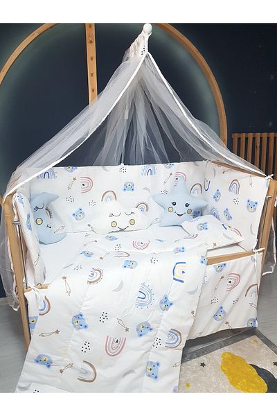 bebek iklimi Double Sided Baby Sleeping Set 60X120 Furniture for Crib - with Mosquito Net Tulle and Apparatus
