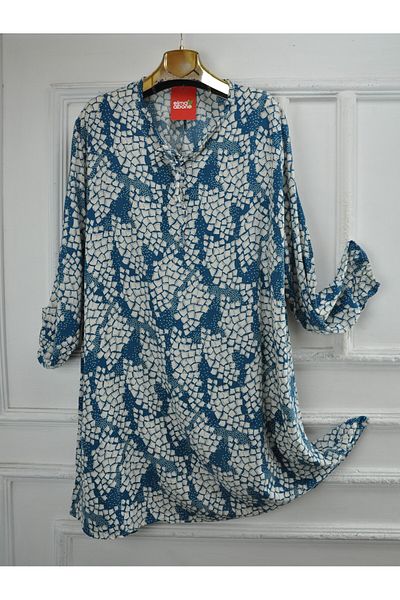 elma abone Large Size Viscose Lace-Up Tunic