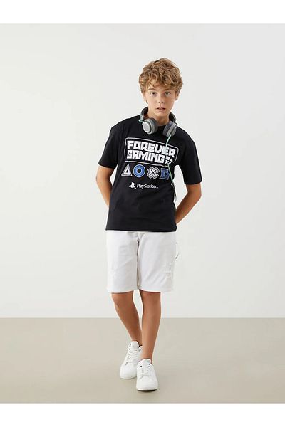 LC Waikiki Lcw Kids Anthracite Crew Neck Playstation Printed Boys T-Shirt