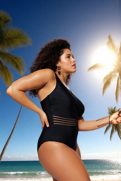 PayBuy Comfortable One Shoulder Relaxed Fit Plus Size Swimsuit Uv Protection Quick Dry Confidence Style