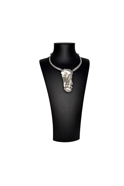 Smyrna Silver Plated Zamak Necklace (Face Necklace)