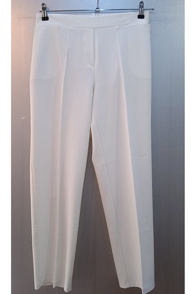 Nelly Plus Size White Color Trousers with Elastic Back and No Zipper