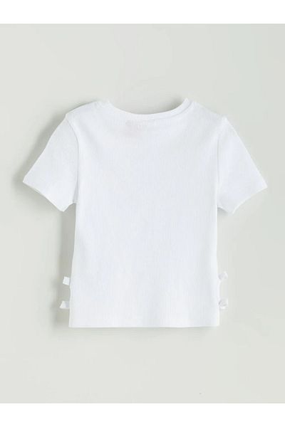 LC Waikiki Lcw Kids White Crew Neck Barbie Stone Printed Girl's T-Shirt