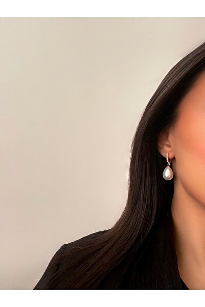 Kadın Zirkon Taş Detaylı İnci Küpe