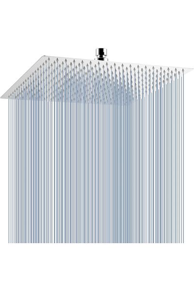 GENERAL Voolan 16 Inch Metal Rainfall Shower Head with Wall or Ceiling Mount and High Flow Square - Chrome