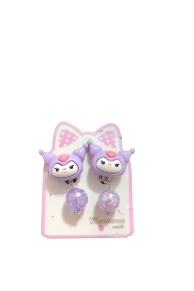 FAMEMUS ACCESSORY أقراط كورومي للأطفال باللون الأرجواني اللامع مع شكل كورومي ...