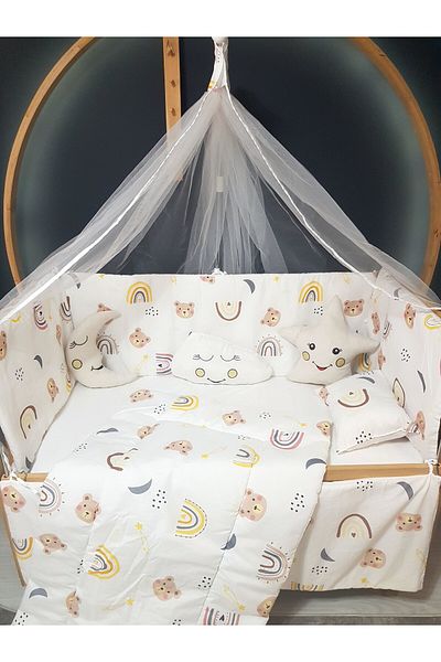 bebek iklimi Double Sided Baby Sleeping Set 60X120 Furniture for Crib - with Mosquito Net Tulle and Apparatus