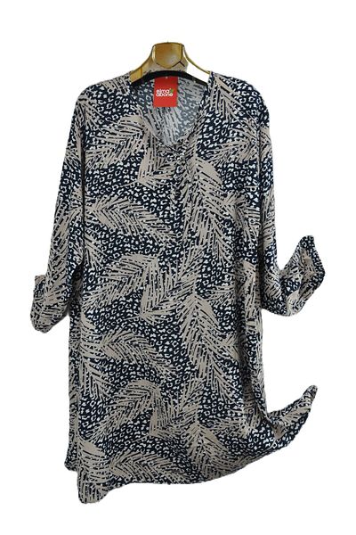 elma abone Large Size Viscose Lace-Up Tunic