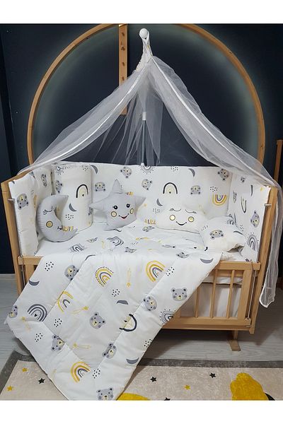 Baby Clime Double Sided Baby Sleeping Set 60X120 Furniture Cribs - with Mosquito Net and Apparatus