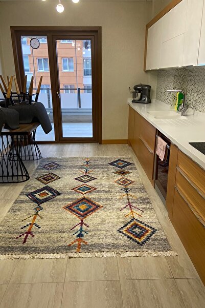 CENTER AVM Renkli Halı Makinede Yıkanabilir Kaymaz Taban Halı Leke Tutmaz Mutfak Halısı