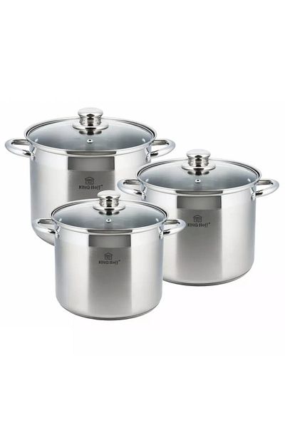 Kinghoff Stainless steel pot set with lids, 22/24/26 cm, 7.2/9/11.1 L Kinghoff KH4311