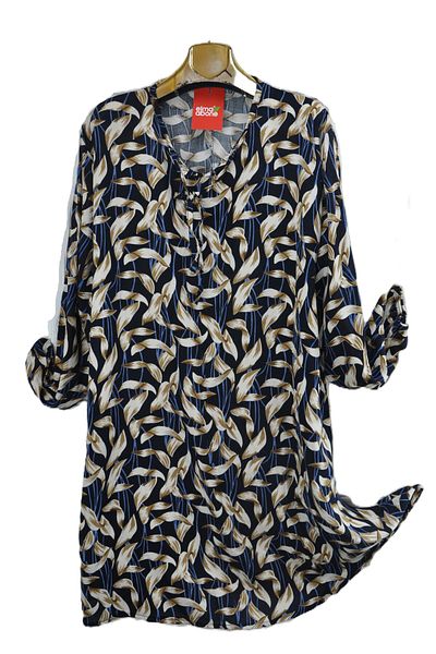elma abone Large Size Viscose Lace-Up Tunic