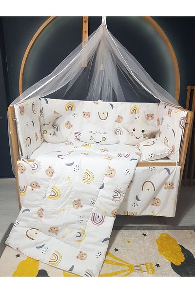Baby Clime Double Sided Baby Sleeping Set 60X120 Furniture Cribs - with Mosquito Net and Apparatus