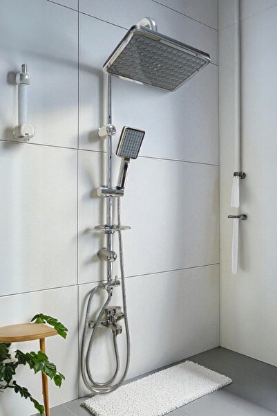 KUSTAR Çizgi Krom Robot Duş Seti Yağmurlama Geniş Tepe + Fonksiyonlu El Duşu ...