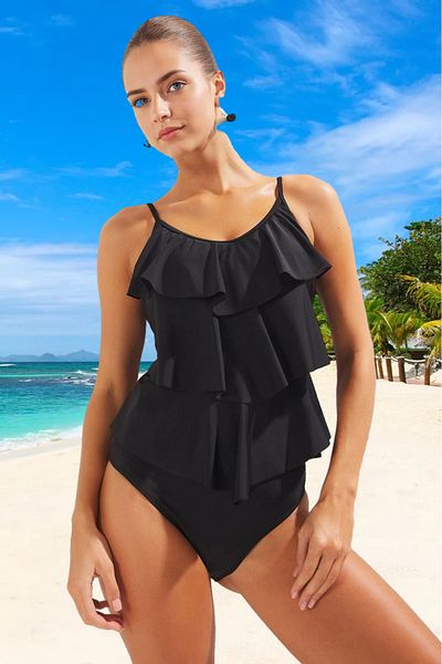 PayBuy Flounced Swimsuit Uv Protection Bathing Wear Ergonomic Cut Water Sport Stretchy Fabric