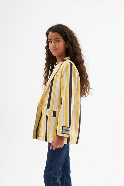 Hilal Akıncı Kids Girls' colorful striped logo detailed blazer jacket