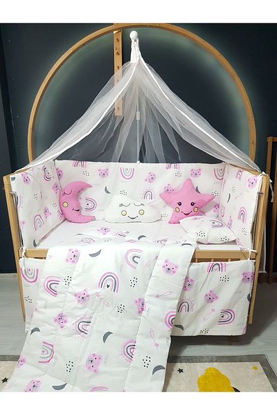 Baby Clime Double Sided Baby Sleeping Set 60X120 Furniture Cribs - with Mosquito Net and Apparatus